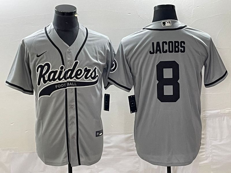 Men Oakland Raiders #8 Jacobs Grey Co Branding Game NFL Jersey->women nfl jersey->Women Jersey